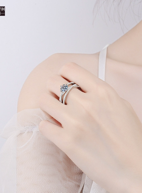 ECETOWIH新款纯银戒环女三生三
