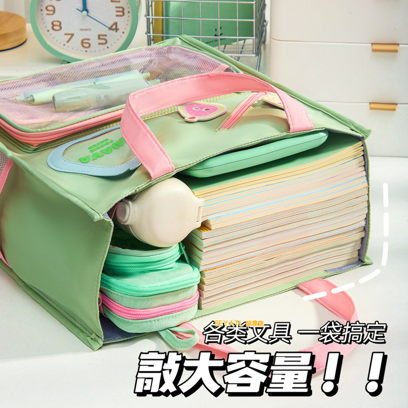 SEYATL袋手提袋拎书袋小学生文件袋帆布美术袋补习班专用风琴包/