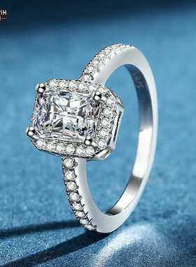 ECETOWIH莫桑指结求s925纯银钻戒