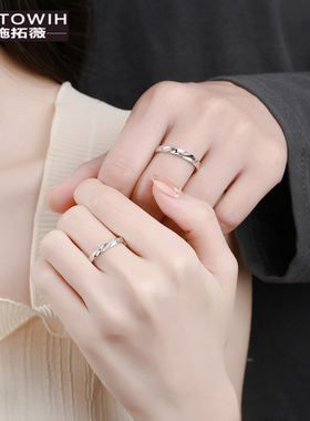 ECETOWIH新款S925纯银情侣戒指