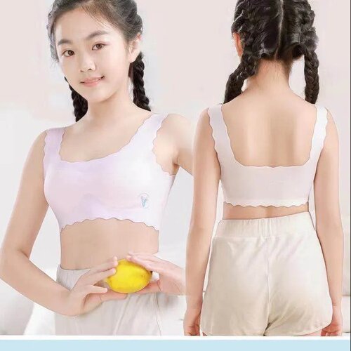 发育期无痕内衣学生大童女童小学生背心初中生款冰丝文胸美背少女