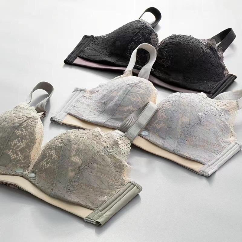 怀孕期妇前开扣哺母乳内衣无钢圈聚拢喂奶衣蕾丝大码月子哺乳文胸