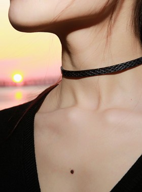 星光黑色项圈手工定制