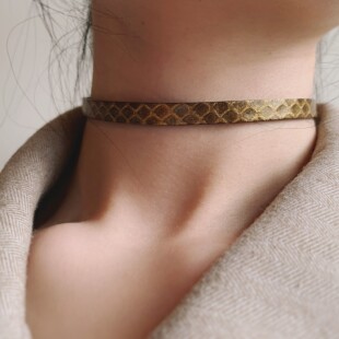 SunSets原创蛇皮choker锁骨链女项圈极简颈环手链夏稀有铜棕抹金