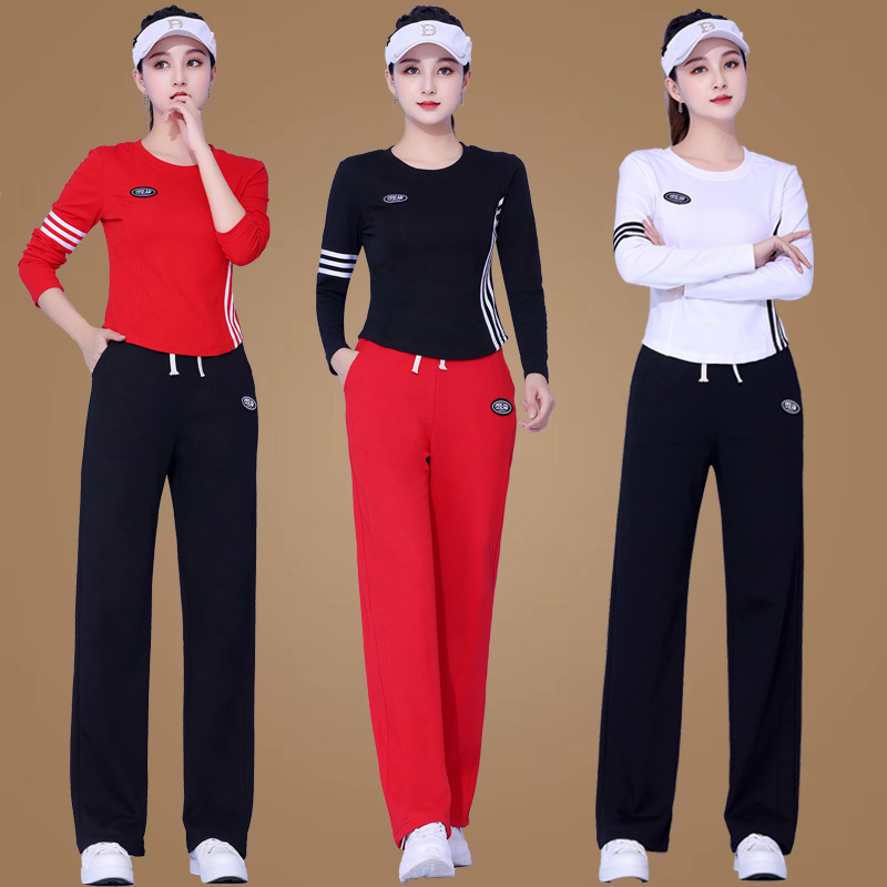 广场舞服装新款套装秋长袖棉时尚显瘦跳舞服装棉运动套装女健身操