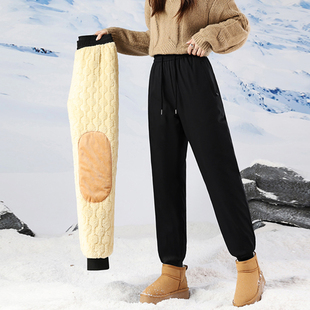 棉裤女外穿东北哈尔滨雪乡旅游加绒加厚保暖防风防寒束脚冲锋裤子