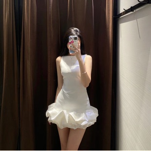 ZA秋新品女装休闲洋气无袖叠层吊带短款连衣裙8453777250