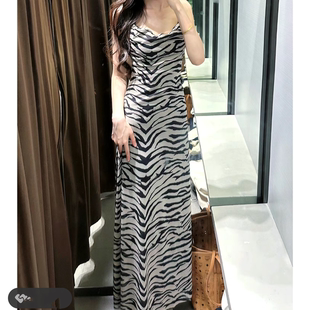 新品 5039474 女装 豹纹印花绢网细吊带连衣裙 051 轻熟风无袖 ZA夏季