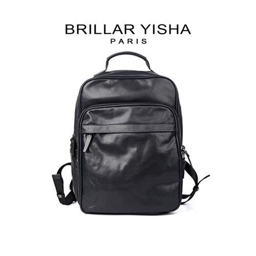 法国BRILLAR YISHA真皮男士双肩包休闲百搭电脑背包旅行包通勤包