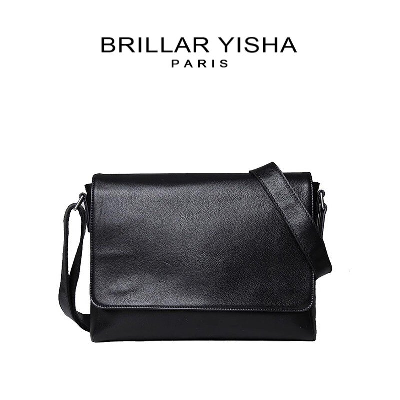 法国BRILLAR YISHA公文包休闲真皮单肩包男士时尚商务百搭斜挎包