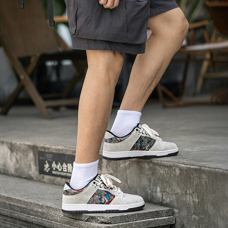 MRA敦煌梦蝶国风板鞋男鞋2025新款厚底运动休闲鞋彩绘刺绣潮鞋子