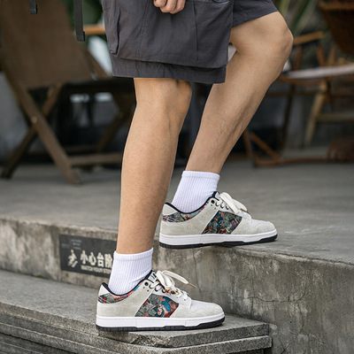 MRA敦煌梦蝶国风板鞋男鞋2025新款厚底运动休闲鞋彩绘刺绣潮鞋子