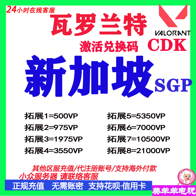 valorant瓦罗兰特代充新加坡点券CDK充值SGP新加披服