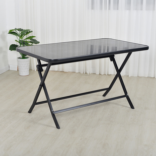 可折叠方桌圆桌长方桌钢化玻璃庭院简易家用阳台餐桌户外折叠桌子