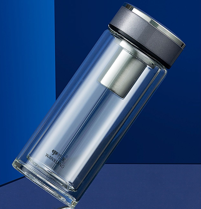 万象玻璃杯单层高档车载茶杯大容量滤网水杯家用随手杯子u32 u33