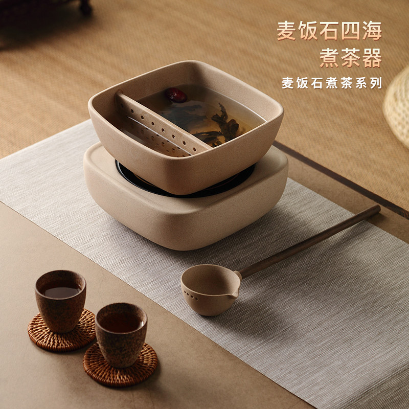 品陶堂复古粗陶老岩泥砂铫陶壶素面老岩泥单壶碗家用中式电陶炉