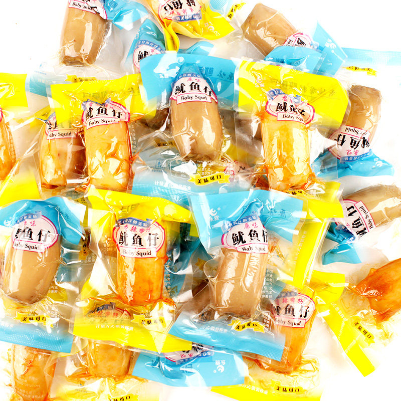 东霖原味带籽鱿鱼仔500g即食香辣麻辣玉米满籽大爆头海鲜网红零食