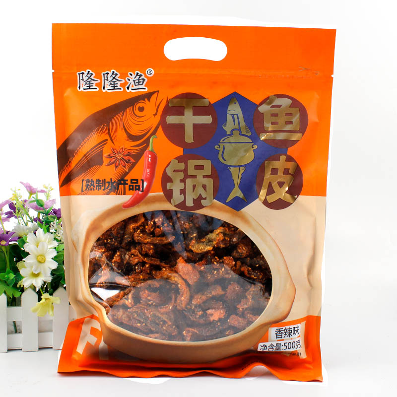 海鲜零食500g大包装美食麻辣鱼皮