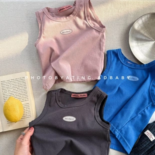 男童打底衫 湖州织里童装 6208 T恤背心女童夏装 无袖 夏季 儿童韩版