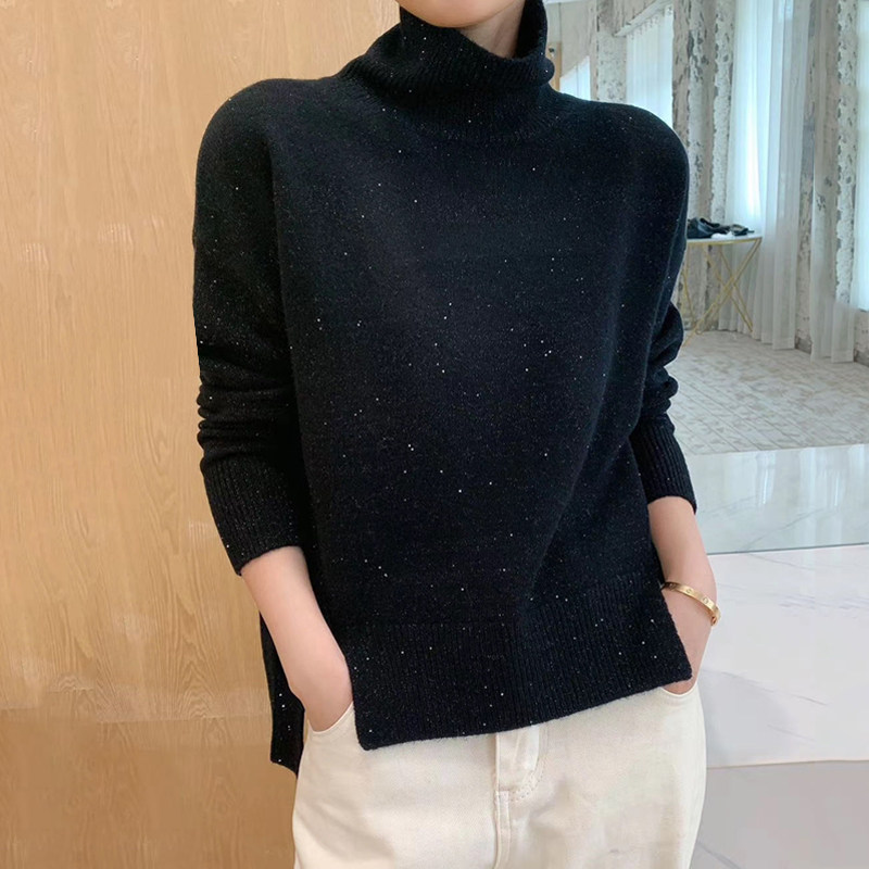 春季高领针织衫短款套头毛衣