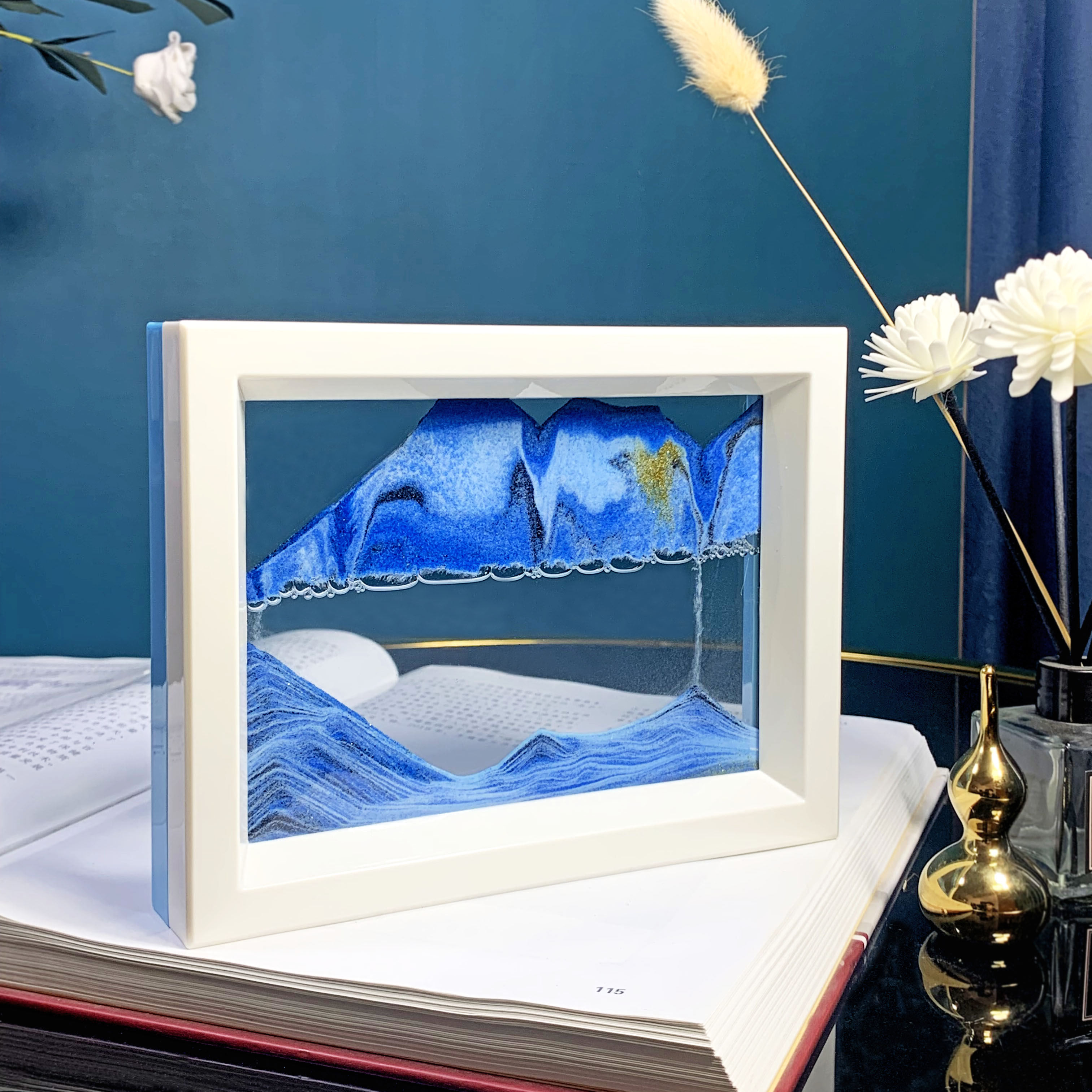 创意3d立体流沙画液体解压沙漏摆件办公室好物桌面装饰品生日礼物