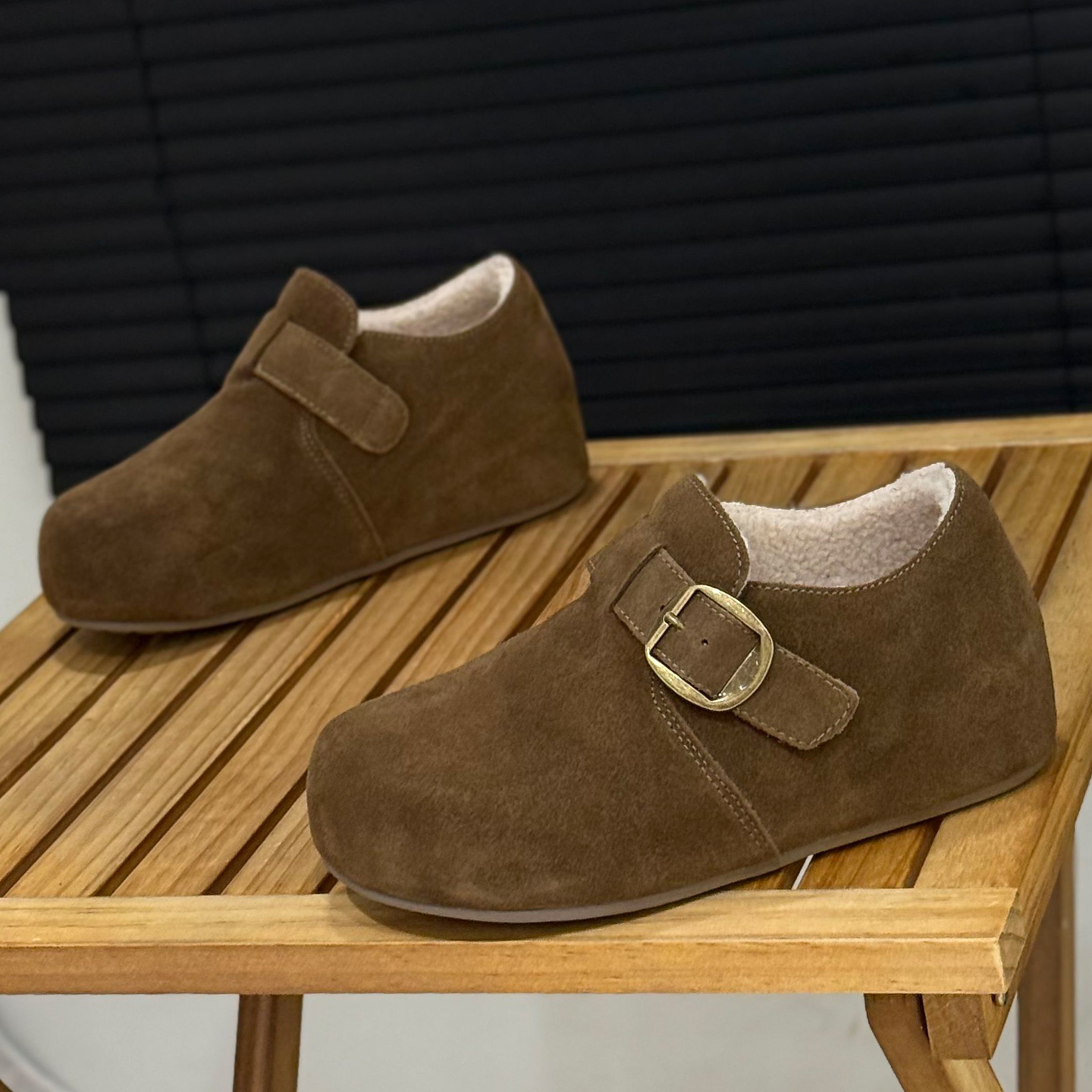 秋冬加绒内增高勃肯鞋磨砂皮女鞋