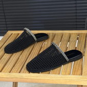 时尚 女夏外穿2026年新款 平底无后跟懒人拖 镂空编织包头半拖鞋 韩版