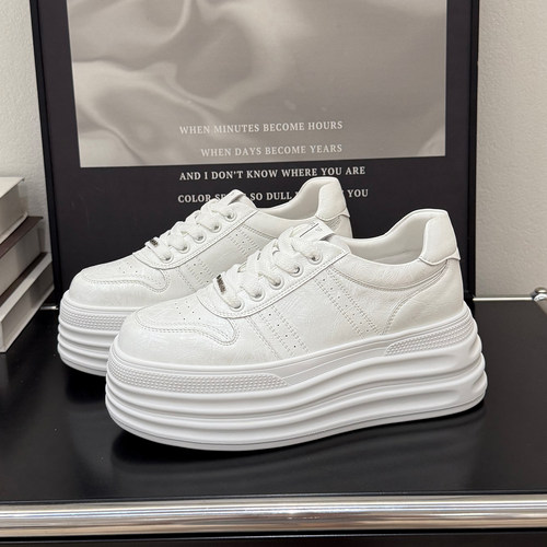 7cm厚底真皮增高显腿长小白鞋