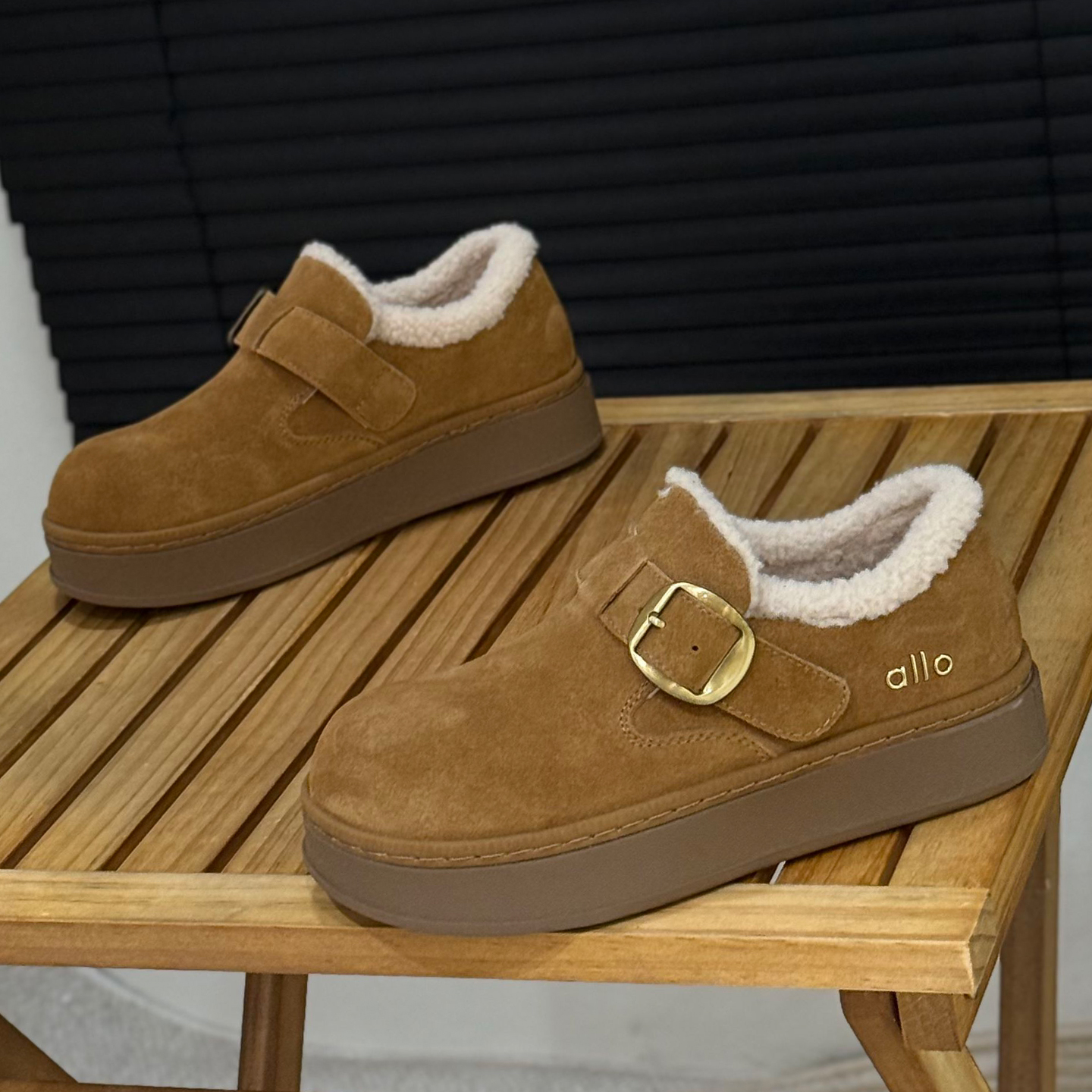 冬季加绒厚底勃肯鞋一脚蹬乐福鞋