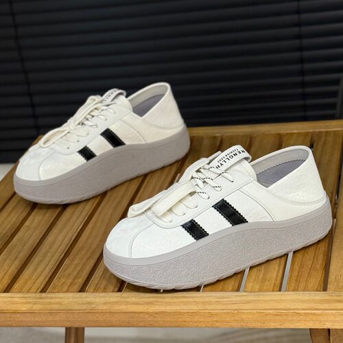 真皮厚底小白鞋两穿休闲摇摇单鞋