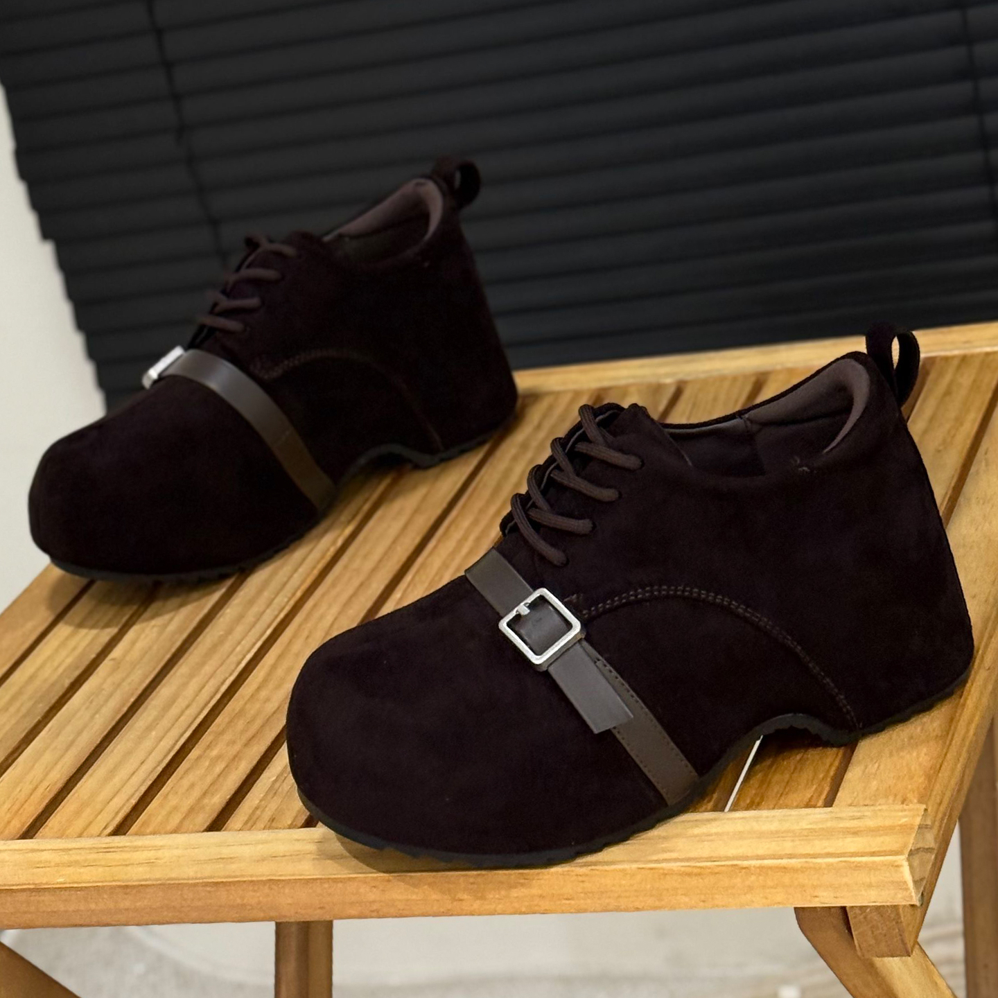 6cm增高勃肯鞋女绒面厚底乐福鞋