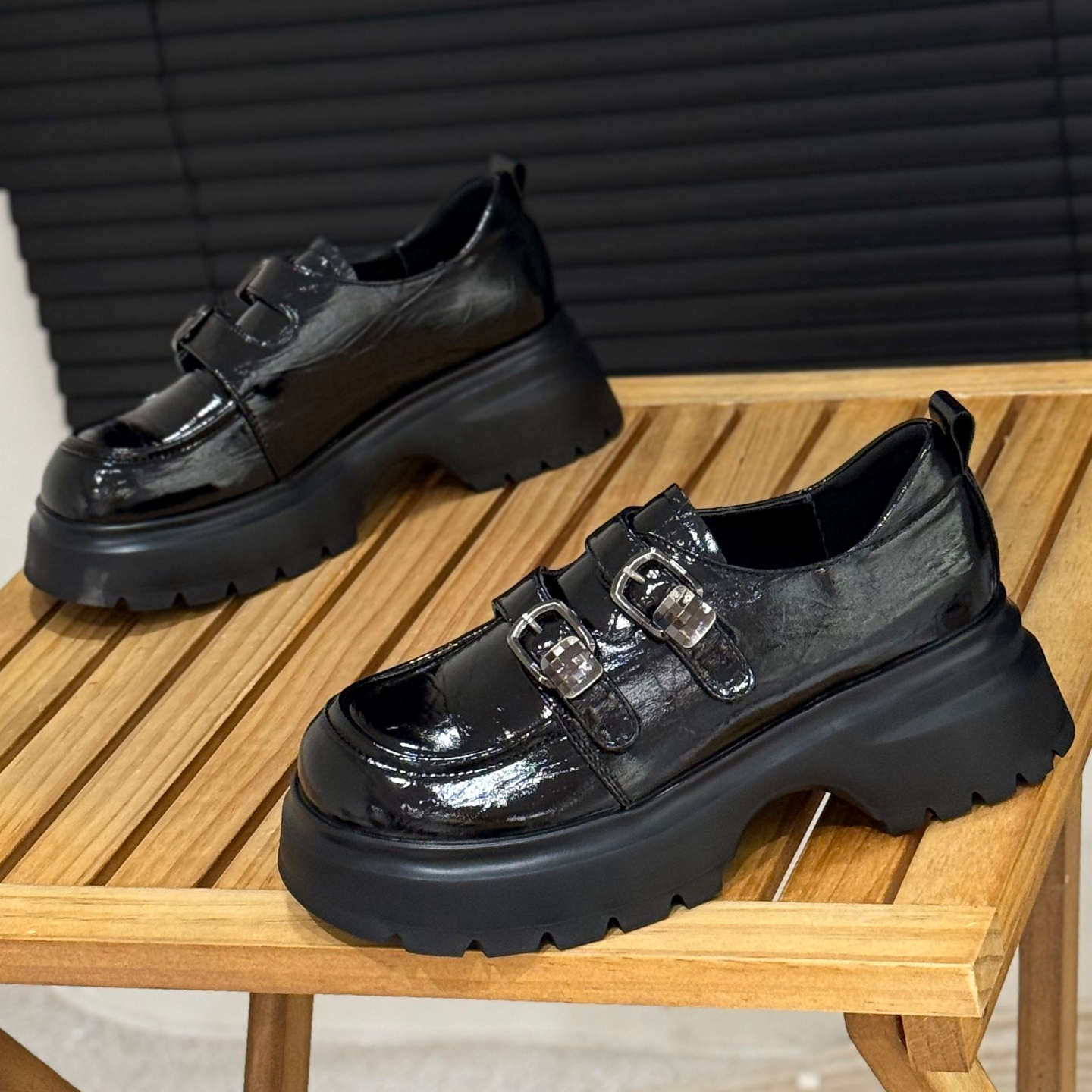 厚底魔术贴乐福鞋女2025年秋季新款增高6cm小皮鞋jk制服休闲单鞋