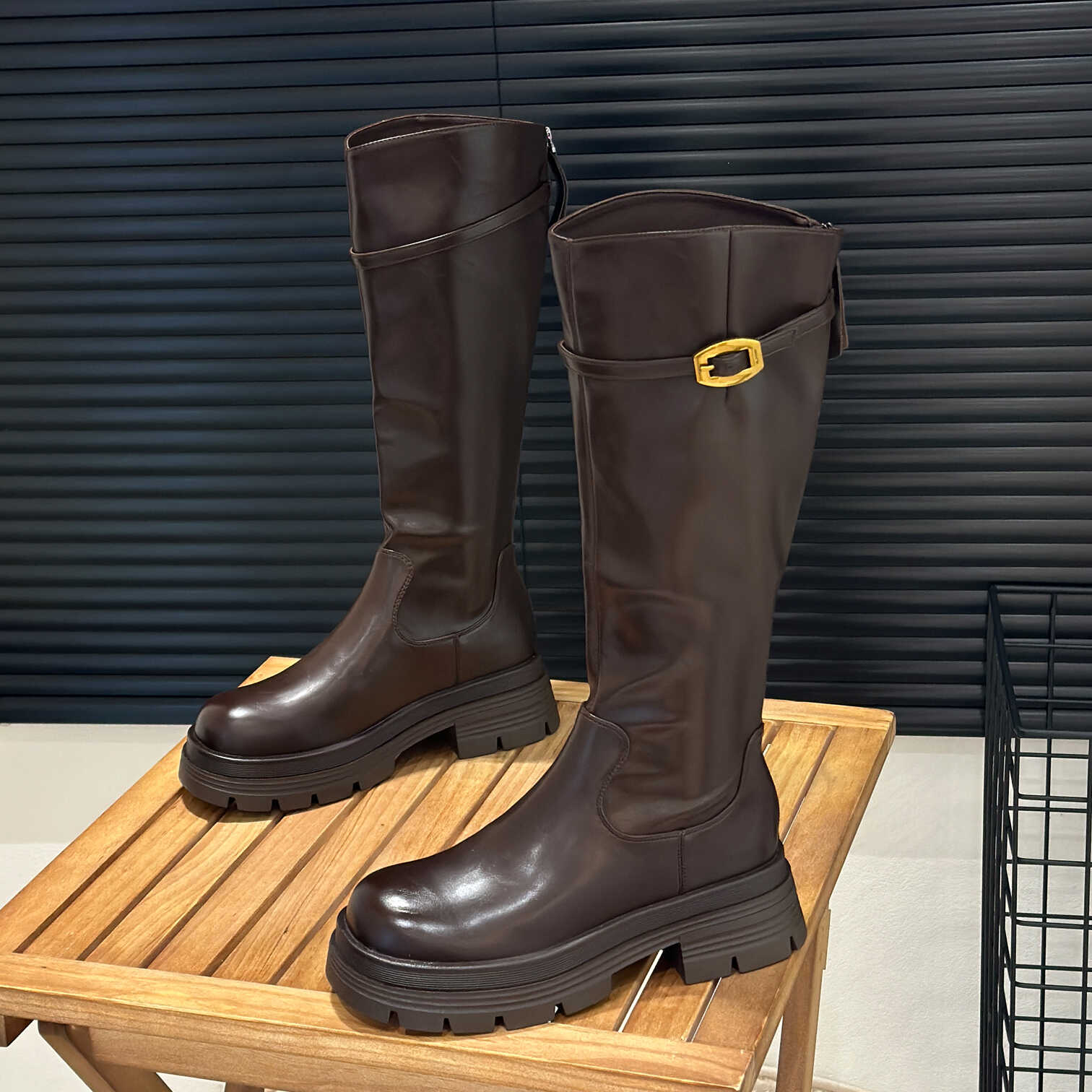 冬季加绒不过膝长靴子女