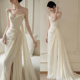 出租许许的纱正版【云影逸梦】设计师优雅希腊风白色迎宾鱼尾礼服