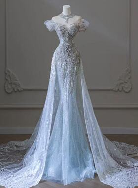 出租loverose法式鱼尾婚纱礼服新款新娘高级质感出门轻纱敬酒年会