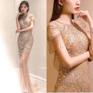出租晚礼服圣利亚品牌钉珠租新娘鱼尾裙结婚宴出阁租赁订婚礼服夏