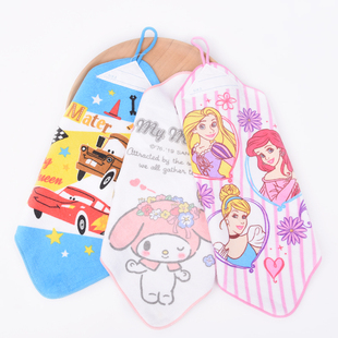 纯棉可爱卡通方巾 美乐D 汽车 公主儿童纯棉擦手巾 洗脸小毛巾