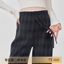 秋冬季 冬装 格子阔腿裤 休闲直筒长裤 外穿 子加绒加厚2025新款 孕妇裤
