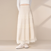 MASANON孕妇半身裙冬装 2026新款 蕾丝拼接洋气针织裙孕期漂亮裙子