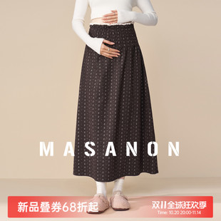 MASANON孕妇半身裙冬加厚碎花半裙小个子孕期法式 打揽长裙子冬装