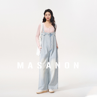 春夏季 MASANON孕妇牛仔背带裤 孕期不勒肚子长裤 2026新款 外穿 春装