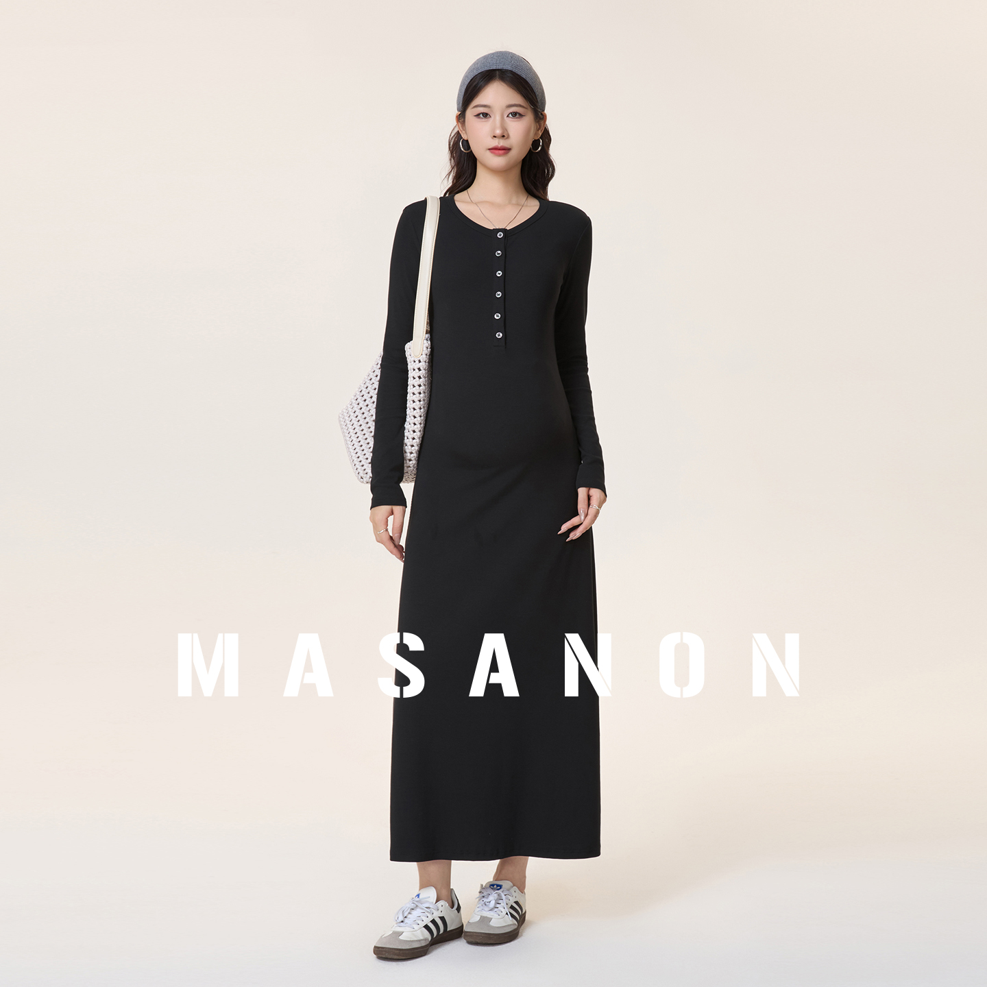 MASANON孕妇长袖打底连衣裙秋季