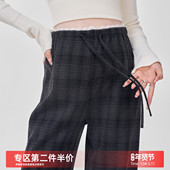 春装 孕妇裤 外穿 子加绒加厚2026新款 休闲直筒长裤 秋冬季 格子阔腿裤