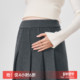 孕妇半身裙秋冬季 小个子高腰a字百褶裙春装 孕期无托腹灰色长裙子