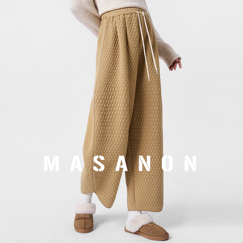 MASANON孕妇裤秋冬抽绳菱格裤