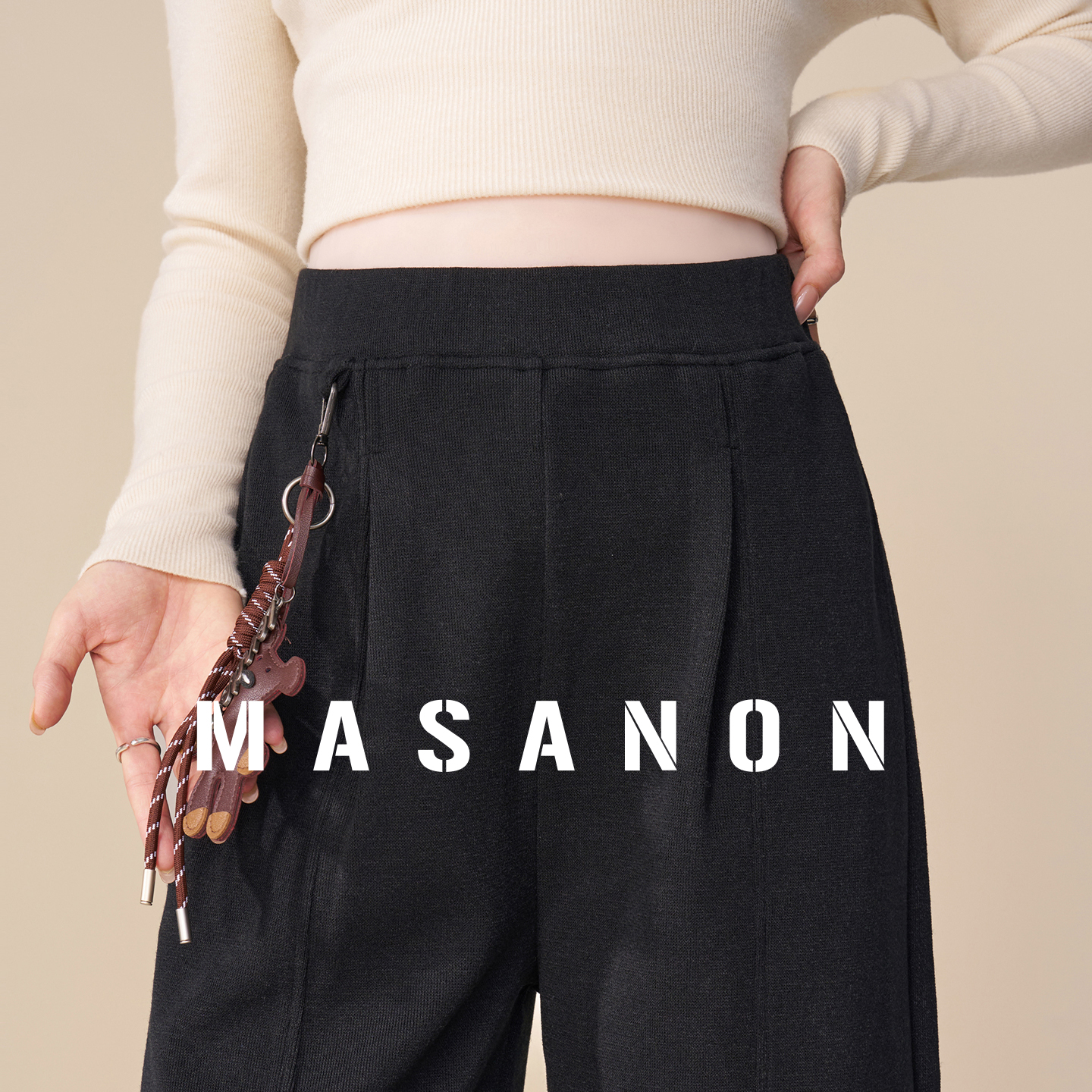 MASANON孕妇加厚阔腿裤子冬装