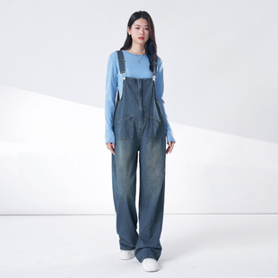 孕期阔腿裤 不勒肚子长裤 春夏外穿2026新款 MASANON孕妇牛仔背带裤