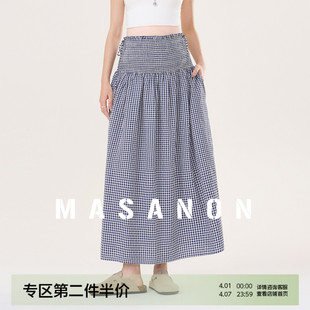 孕期格子半裙孕妈高级穿搭托腹裙子小个子春夏 孕妇半身裙2026新款