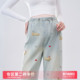 夏装 孕妇牛仔裤 不勒肚子直筒裤 2026新款 春秋外穿无托腹刺绣阔腿裤
