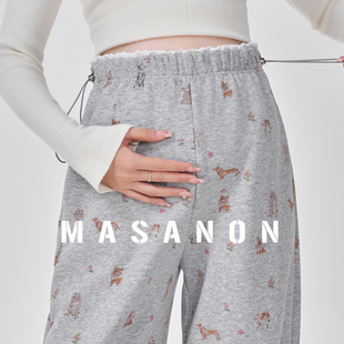 子秋冬装 加绒加厚不勒肚子无托腹设计感拼接束脚阔腿裤 冬季 孕妇裤